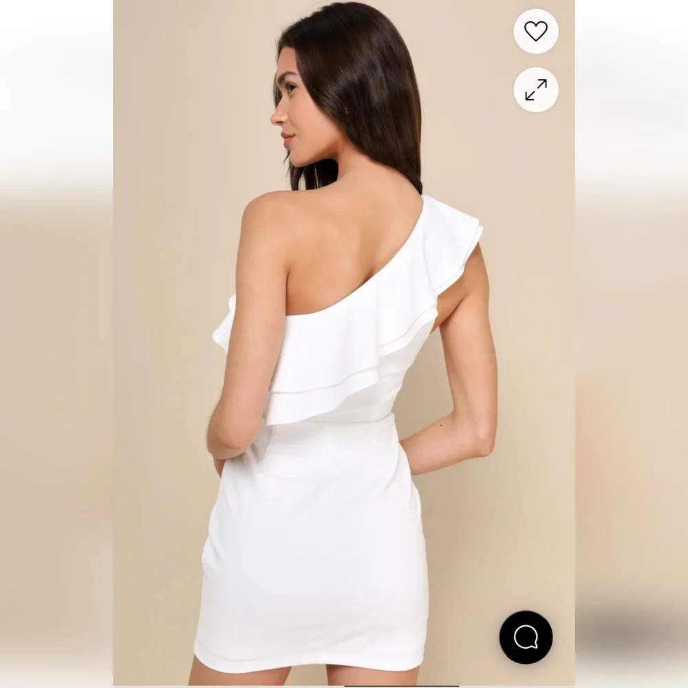 Lulu's Black One-Shoulder Ruffled Mini Dress - Picture 2 of 7